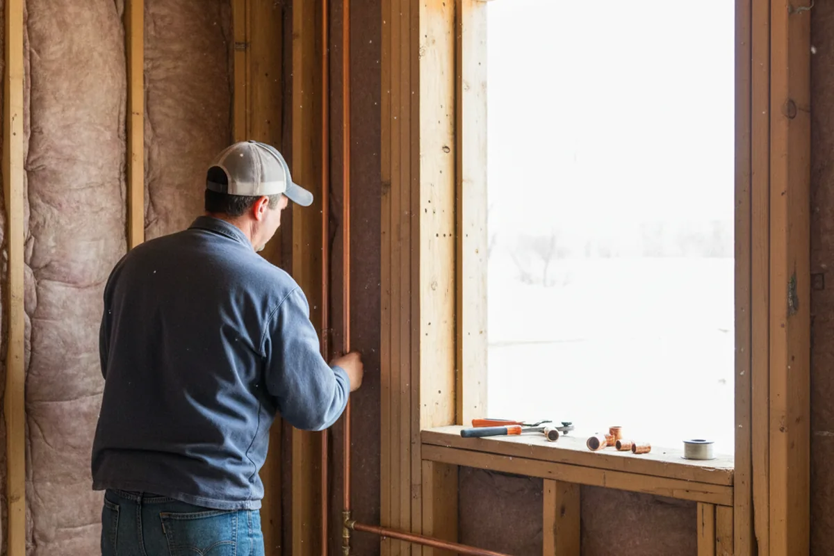 Licensed plumber running new copper supply lines in a Pierce City home