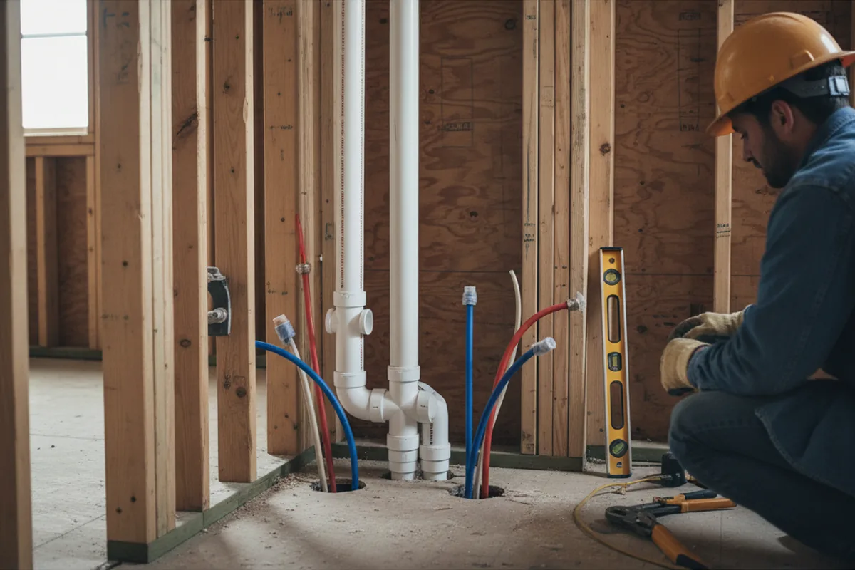 Drain and supply rough-in during Leak Detection in Pierce City