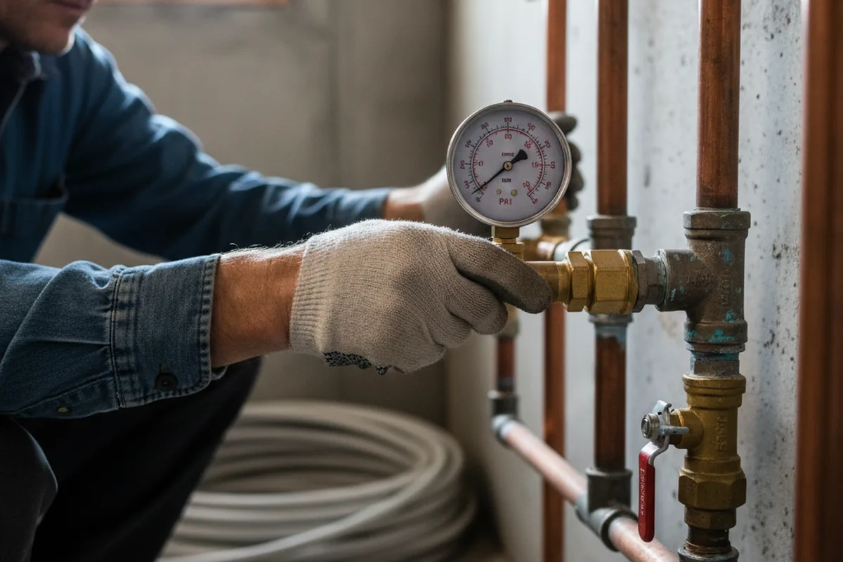Pressure testing a repaired line during Water Line Repair in Pierce City